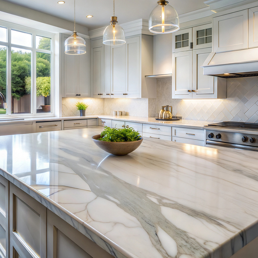 Flawless Quartz Kitchen and Island